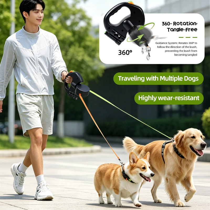New 1 TO 2 Double-ended Outdoor Pet Leash with LED light